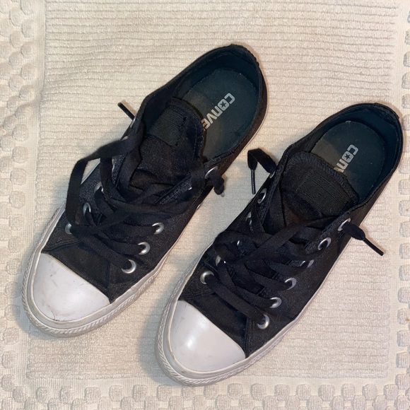 black satin converse